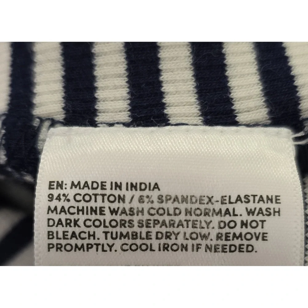 Lands End Casual Tees +‎ Short Set Women Medium Petite Blue Tan Striped Pockets